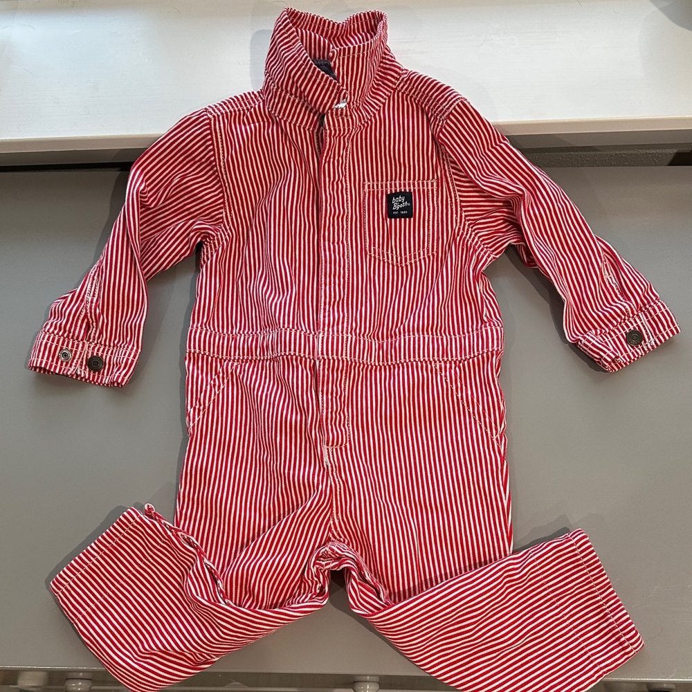 OshKosh B'gosh Red & White Striped Kids One Piece Coverall